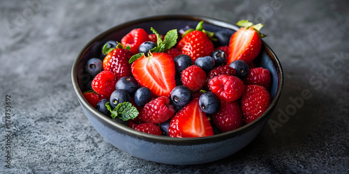 Uma tigela de frutas vermelhas frescas e vibrantes