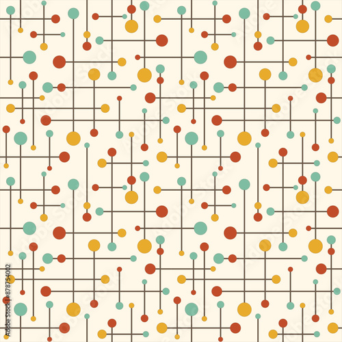 Nahtloses Muster mit Punkten und Linien. Geeignet für Stoff- und Papierdruck.