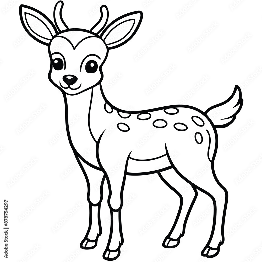 Funny Cartoon Deer Silhouette vector illustration black and white Funny Cartoon Deer Silhouette vector illustration black and white