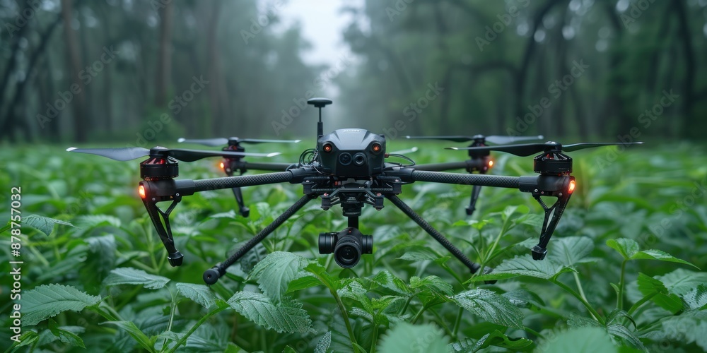 Drone Hovering Over Green Foliage Drone Hovering Over Green Foliage
