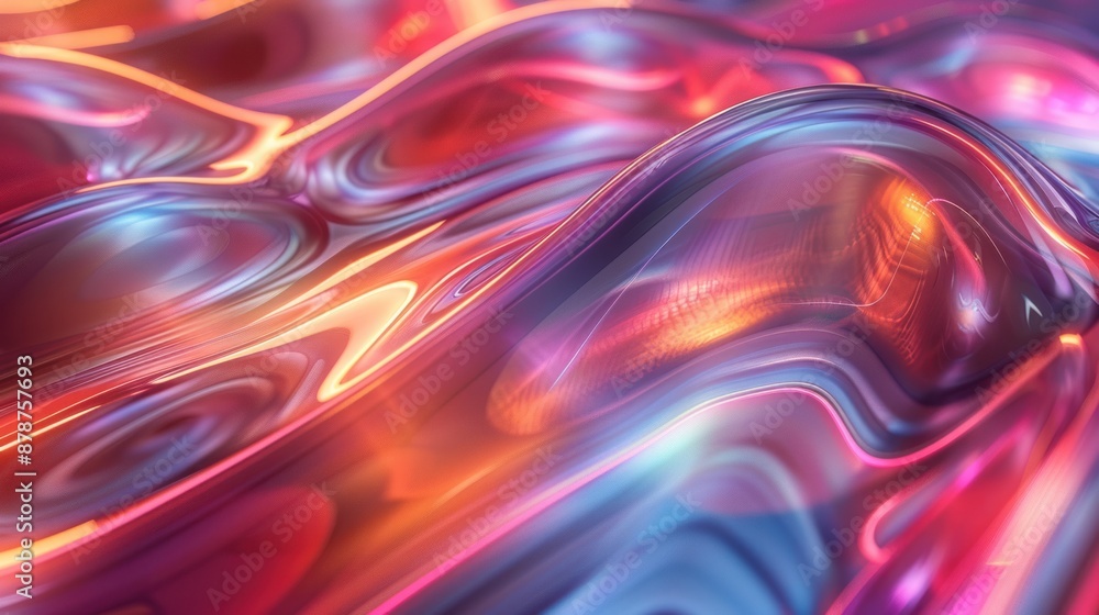 Holographic Abstract Shapes In Red, Orange, And Blue Holographic Abstract Shapes In Red, Orange, And Blue
