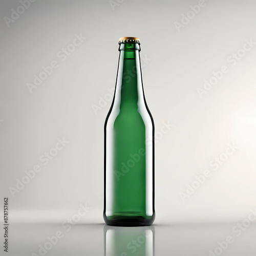 Elegant glass beer bottle without label