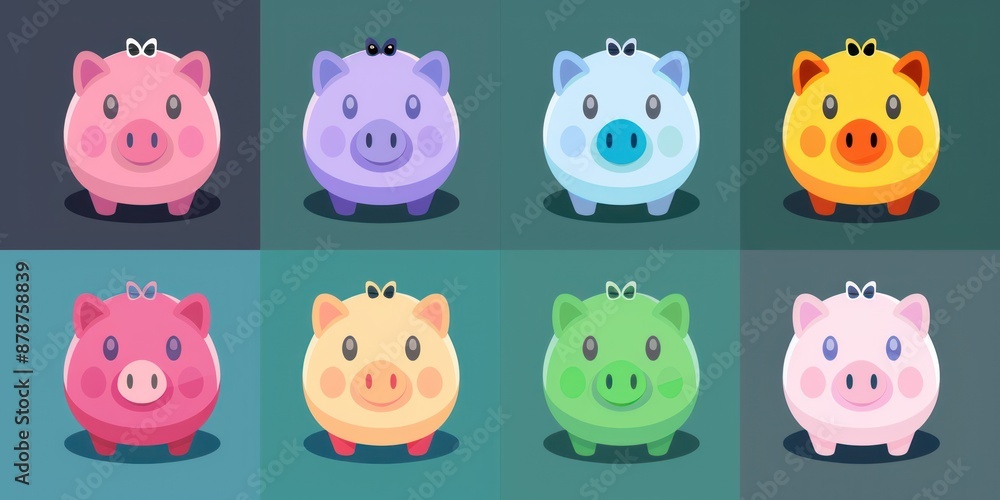 Colorful Piggy Bank Illustration Colorful Piggy Bank Illustration