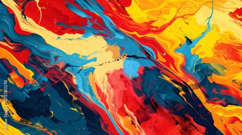 Vivid Abstract Expressionist Painting with Dynamic Strokes. International Day of Democracy