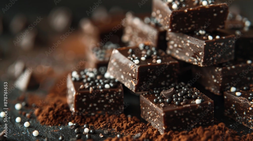 Gourmet Dark Chocolate Pieces with Cocoa Powder and Sprinkles Gourmet Dark Chocolate Pieces with Cocoa Powder and Sprinkles