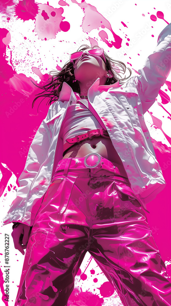 Fototapeta premium Woman in Pink Pants and Sunglasses