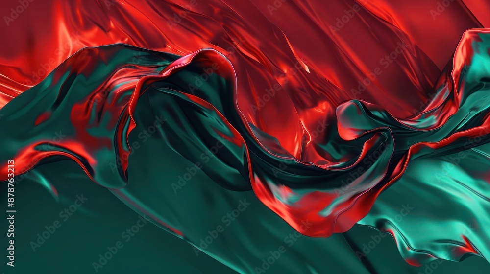 Obraz premium Abstract Background, a dynamic blend of bright red and deep teal with fluid forms and intricate textures, creating a visually stunning and contemporary look.