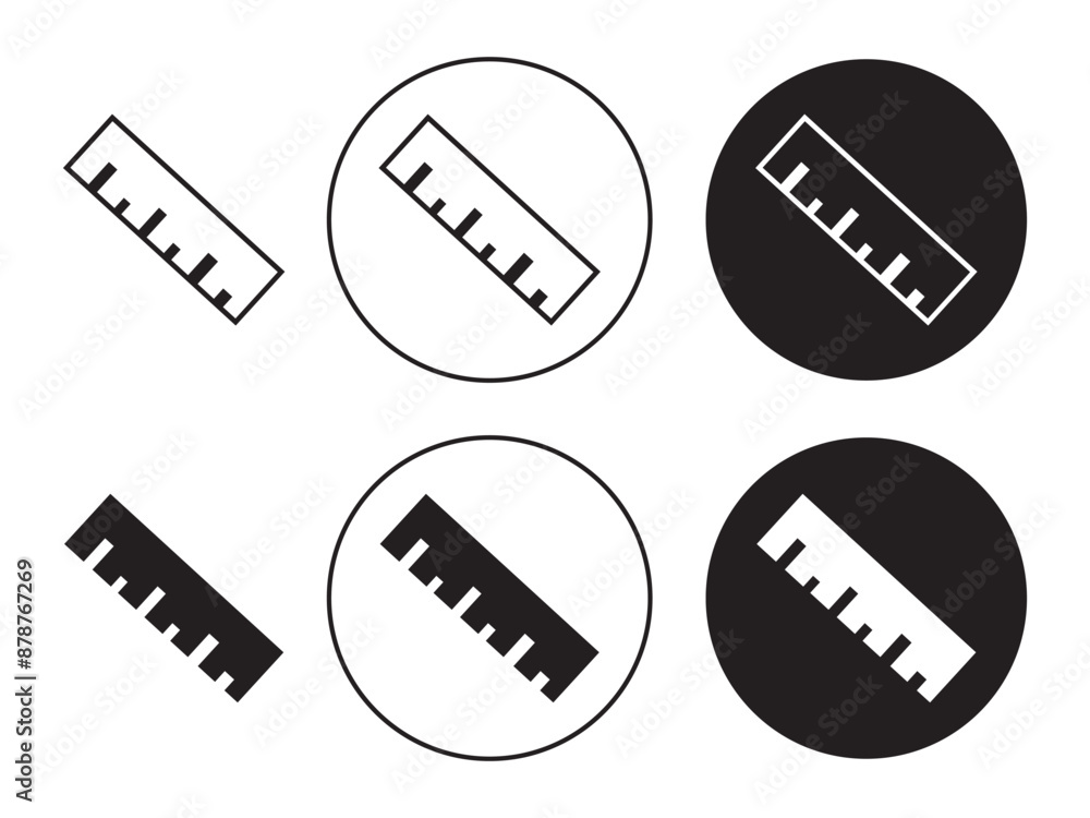 School Ruler icon set. measurement scale ruler icon in black color ...