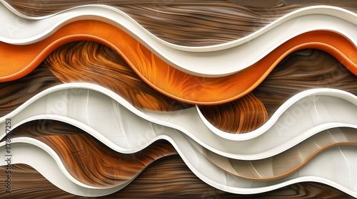 Artistic Wooden Waves with Vibrant Color Layers and Textural Patterns