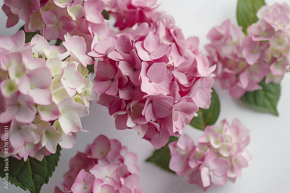 pink hydrangea flowers on the white background floristic concept pink hydrangea flowers on the white background floristic concept