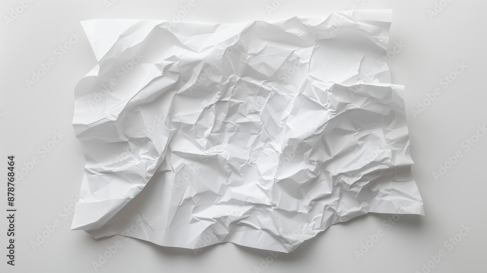 Mockup of crumpled white A4 paper with space for text on a white background Mockup of crumpled white A4 paper with space for text on a white background