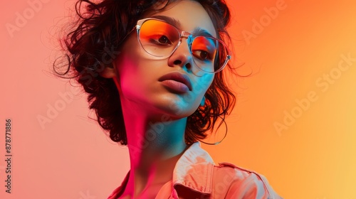 Wallpaper Mural Energetic studio portraiture of female.Colorful backgrounds and different professions. Torontodigital.ca