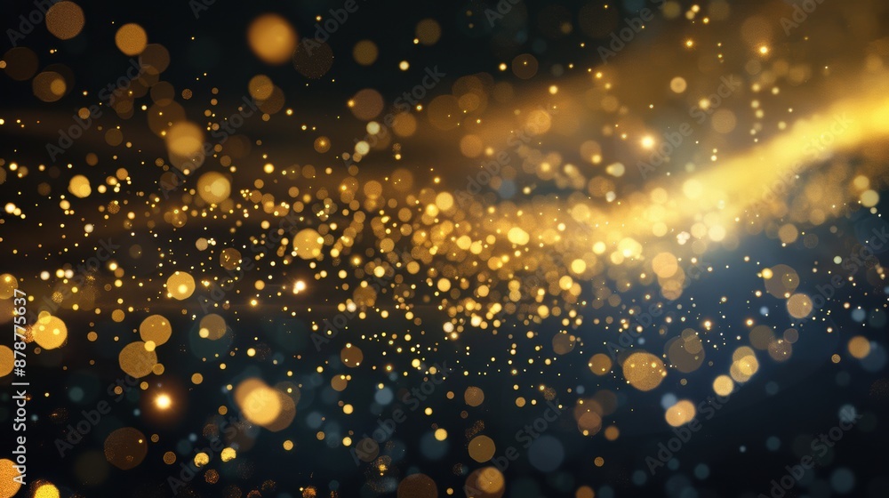 Abstract golden lights and glowing particles on a dark background Abstract golden lights and glowing particles on a dark background