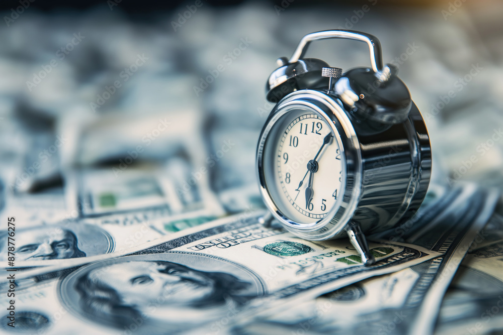 Time is money. The alarm clock is on many banknotes. Time is money. The alarm clock is on many banknotes.