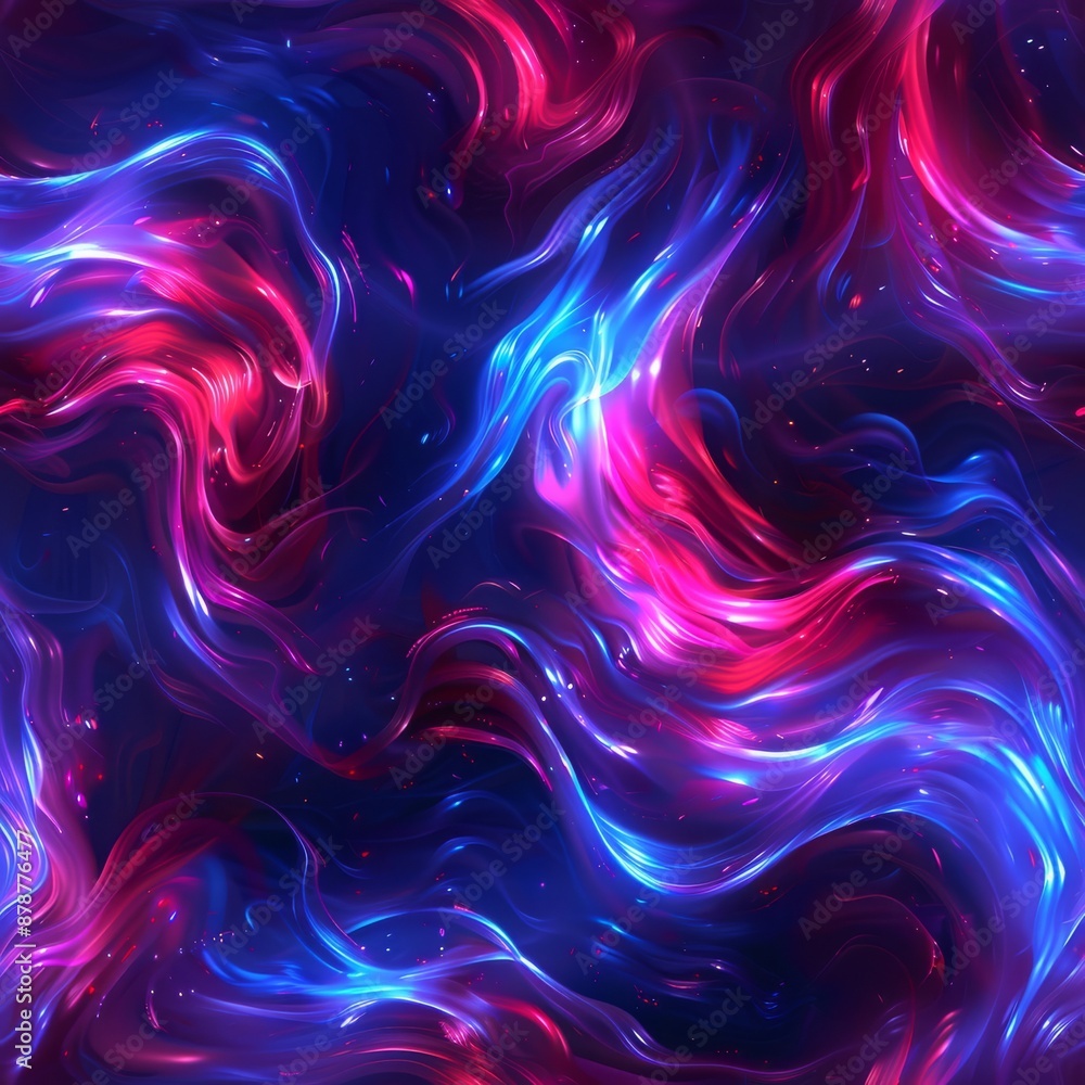 A mesmerizing seamless pattern featuring vibrant swirling neon lights in shades of blue and red. This digital art exudes energy and dynamism, perfect for modern and futuristic designs. A mesmerizing seamless pattern featuring vibrant swirling neon lights in shades of blue and red. This digital art exudes energy and dynamism, perfect for modern and futuristic designs.