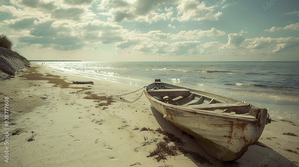 On the beach in drinking an ancient fishing boat On the beach in drinking an ancient fishing boat