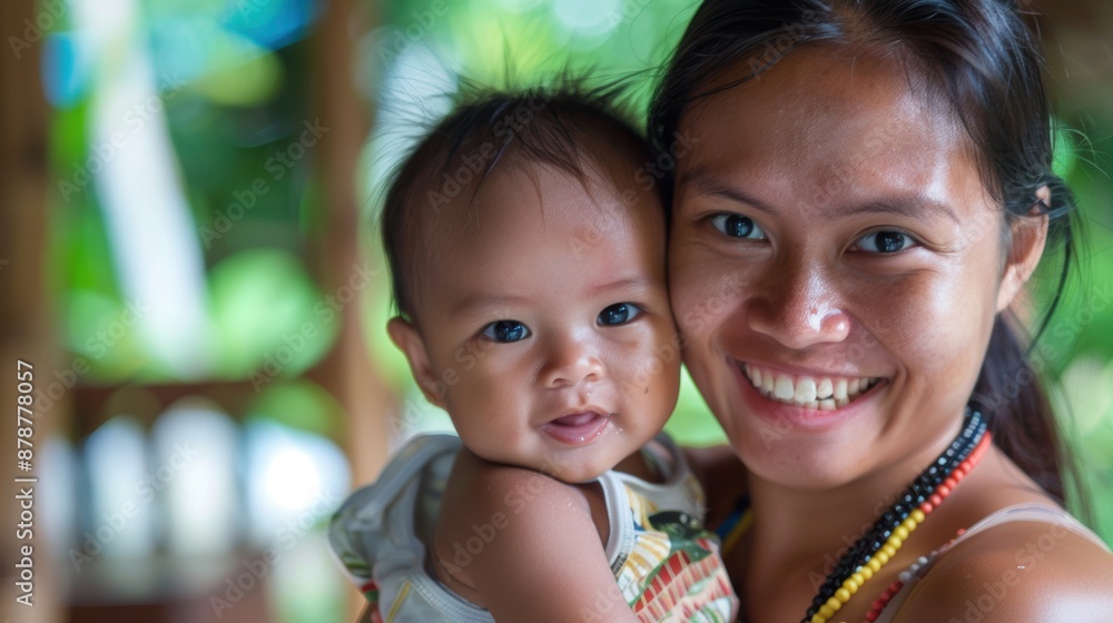 A smiling mother holding her baby in the philippines A smiling mother holding her baby in the philippines