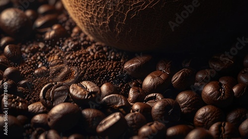 coffee beans on a wooden background