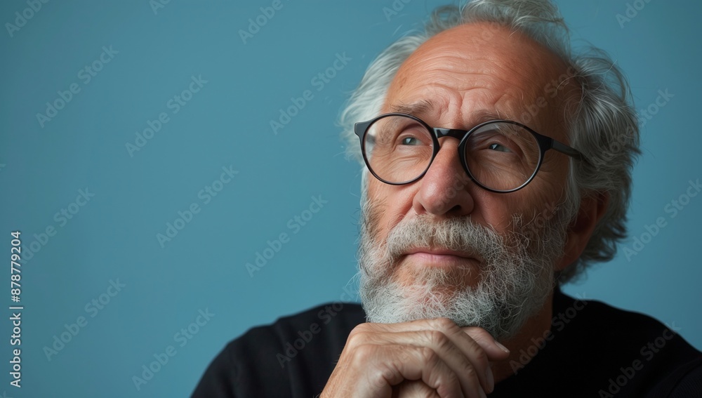 Portrait of the french writerHaunted by his own man, he is wearing glasses and has gray hair and beard. Portrait of the french writerHaunted by his own man, he is wearing glasses and has gray hair and beard.