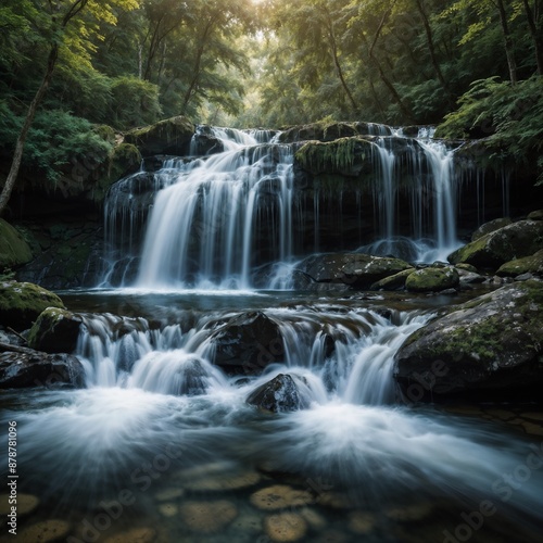 A waterfall that falls in slow motion