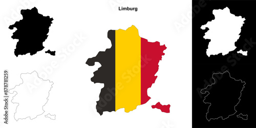 Limburg province outline map set