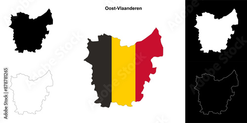 Oost-Vlaanderen province outline map set