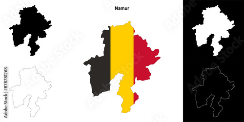 Namur province outline map set