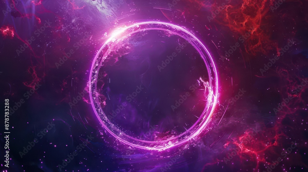 futuristic quantum portal pulsating neon purple energy circular frame glowing particles dark void background ethereal light flares scifi atmosphere futuristic quantum portal pulsating neon purple energy circular frame glowing particles dark void background ethereal light flares scifi atmosphere