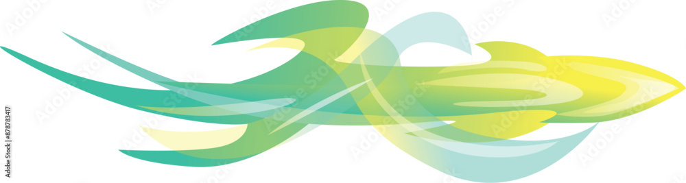Abstract shape flowing, with green and yellow gradient, giving a sense of speed and motion Abstract shape flowing, with green and yellow gradient, giving a sense of speed and motion