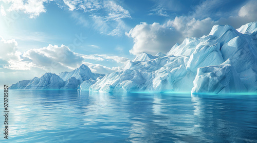 Detailed View of Ice Formations on Arctic Iceberg with Snowy Scenery