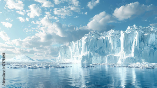 Detailed View of Ice Formations on Arctic Iceberg with Snowy Scenery © didiksaputra