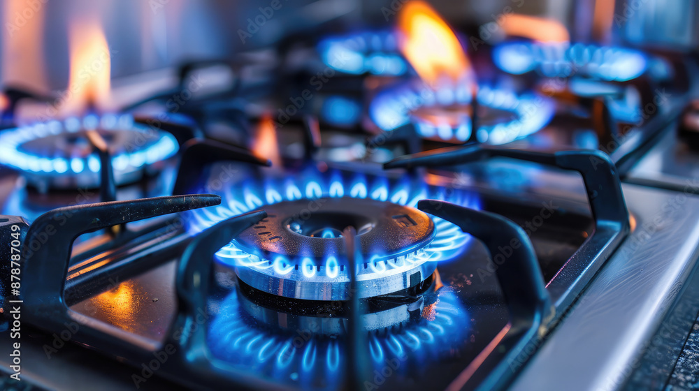 Kitchen Gas Stove with Blue Flame on Hob Kitchen Gas Stove with Blue Flame on Hob