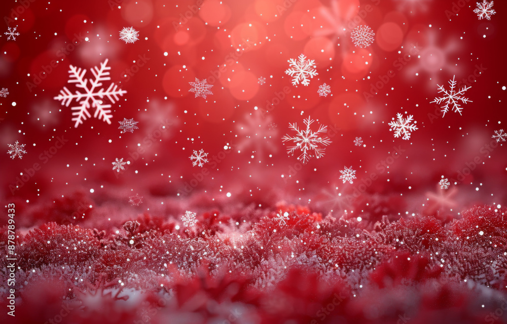 Red bokeh snowflakes background Red bokeh snowflakes background