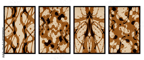 Set of 4 Abstract illustration in vintage style. For use in graphics, for wall decor. .