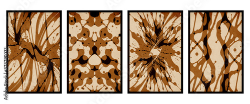 Set of 4 Abstract illustration in vintage style. For use in graphics, for wall decor. .