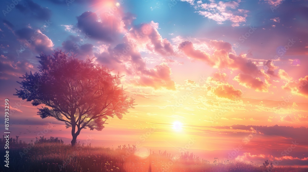 Fototapeta premium Free good morning scene wallpaper background photo