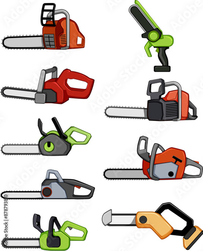 chainsaw set cartoon. arborist wood, power worker, action climber chainsaw sign. isolated symbol vector illustration