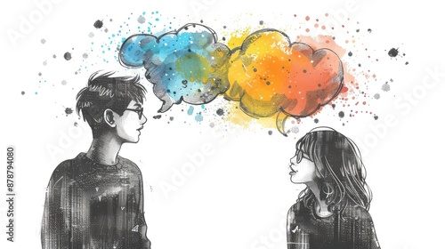 Engaging Conversation: Minimalist Doodle of Two People