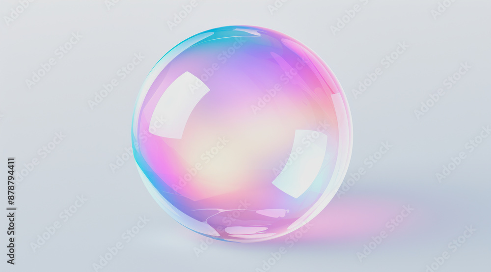 pink shiny bubble on white background in the center pink shiny bubble on white background in the center