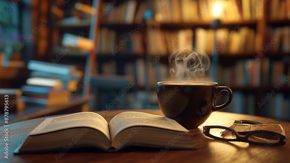 Cozy Coffee Scene in a Bookstore Cozy Coffee Scene in a Bookstore