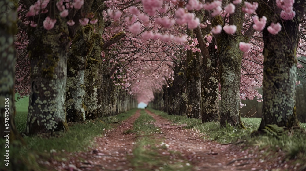 Fototapeta premium Cherry blossom in a row