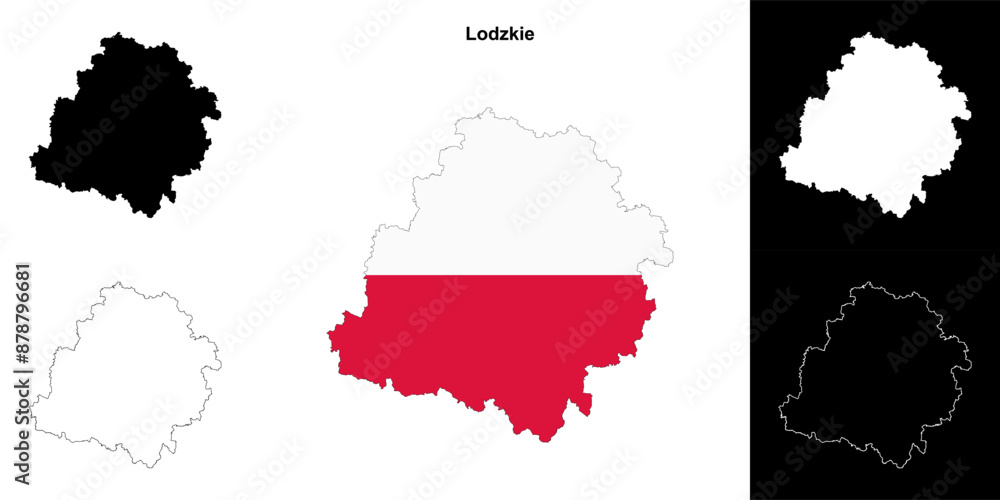 Fototapeta premium Lodzkie province outline map set
