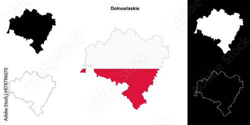 Dolnoslaskie province outline map set