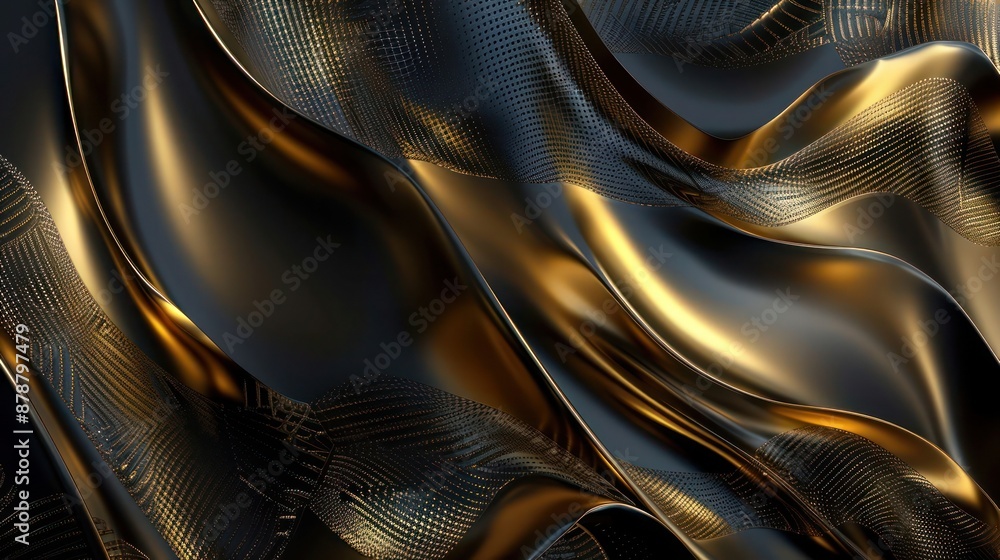 Naklejka premium Abstract Background, a sophisticated blend of metallic gold highlights set against a deep, rich background with intricate patterns, evoking a sense of grandeur and elegance.