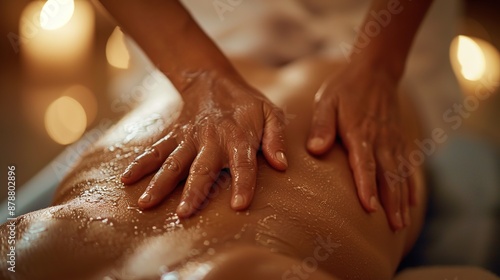 Wallpaper Mural Tranquil Massage Session - Serene Hands of Masseuse on Client's Back with Copyspace Torontodigital.ca