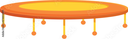 Round empty trampoline for jumping and bouncing at home or amusement park, isolated on white background