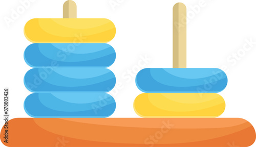 Classic wooden toy with colorful rings is sitting on a table, waiting for a child to play with it