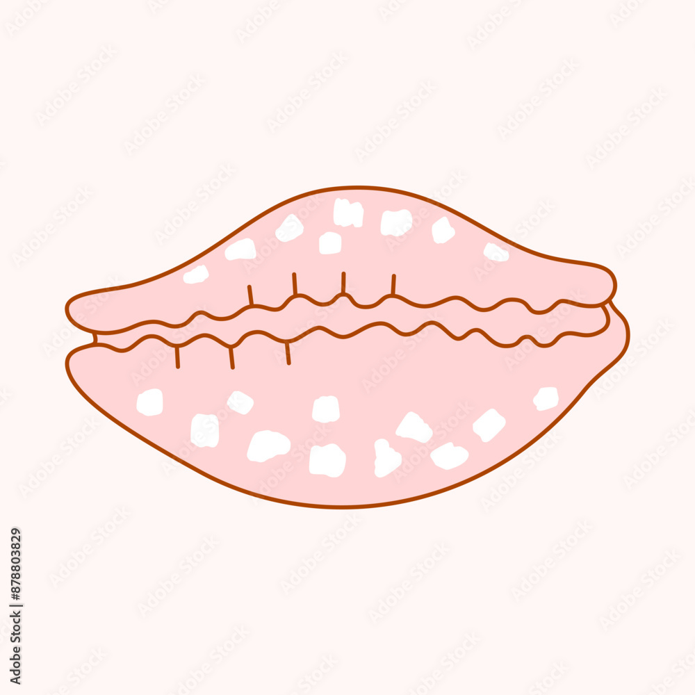 Tiger Cowrie seashell is an egg-shaped, spotted shell. Ocean exotic underwater conch aquatic mollusk. Vector simple schematic illustration of tropical snail shell on an isolated background. Tiger Cowrie seashell is an egg-shaped, spotted shell. Ocean exotic underwater conch aquatic mollusk. Vector simple schematic illustration of tropical snail shell on an isolated background.