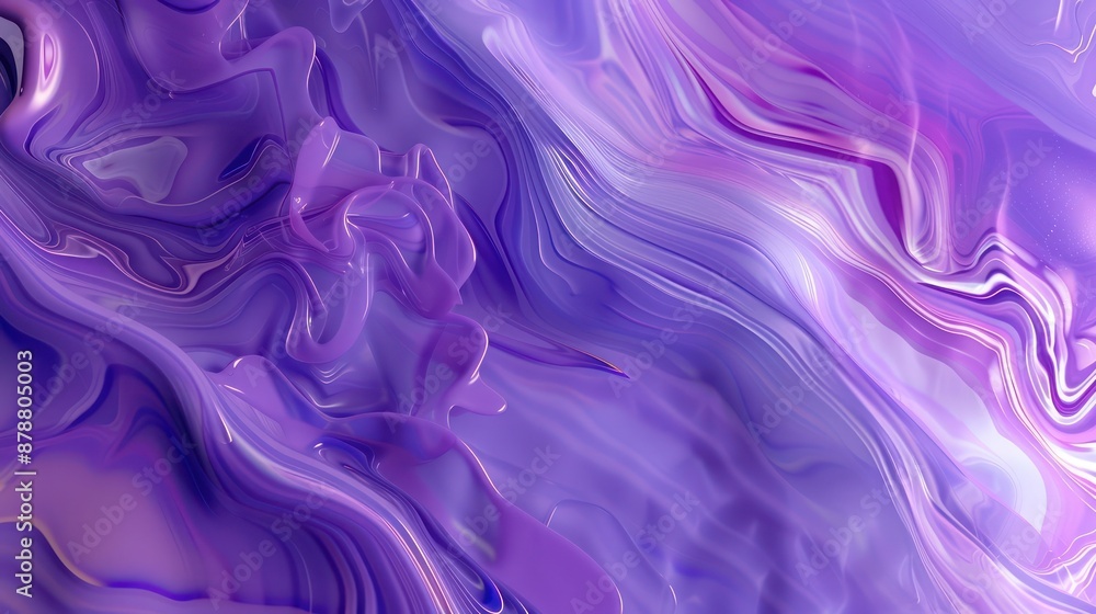 Fototapeta premium Abstract Background, enchanting liquid-like patterns with rich tonal textures in gradients of purple and lavender, creating a flowing, dynamic visual that feels both luxurious and serene.