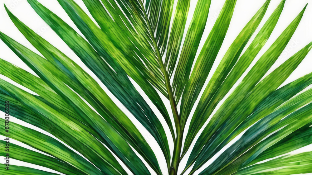 Green tropical palm leaves on white background. Watercolor illustration of plants. Green jungle leaf painting for banner, poster, greeting card. Minimal floral backdrop Green tropical palm leaves on white background. Watercolor illustration of plants. Green jungle leaf painting for banner, poster, greeting card. Minimal floral backdrop